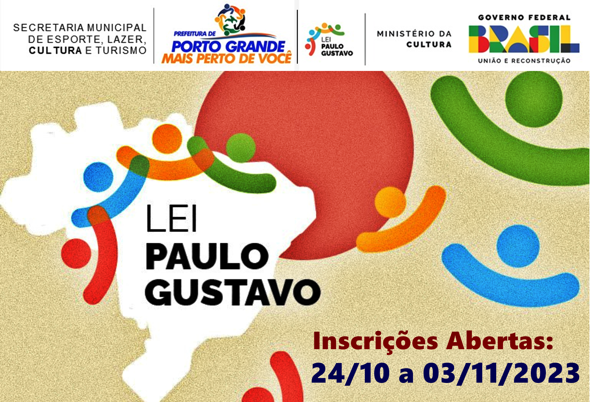 A Prefeitura de Porto Grande lança editais para seleção de projetos culturais da Lei Paulo Gustavo.